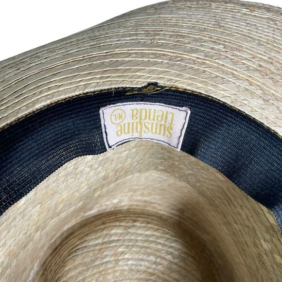 Sunshine Tienda Lidia Palm Hat Mustard Yellow Gingham Band Size M/L - Picture 9 of 12